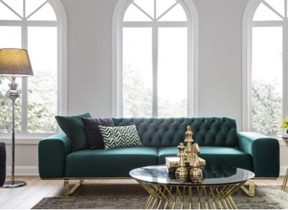 Luxury living room sofa 2-seater green couch Chesterfield couches new